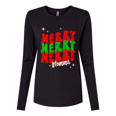 Retro Merry Momma Womens Cotton Relaxed Long Sleeve T-Shirt