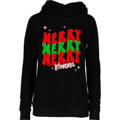 Retro Merry Momma Womens Funnel Neck Pullover Hood