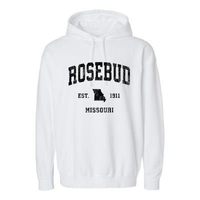 Rosebud Missouri Mo Vintage Athletic Sports Garment-Dyed Fleece Hoodie