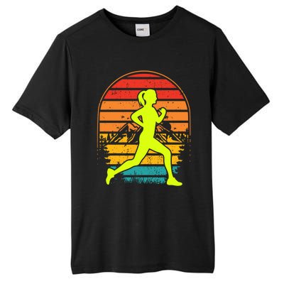 Retro Marathon Mom Clothing Gift Vintage Running Marathon Mom Gift Tall Fusion ChromaSoft Performance T-Shirt