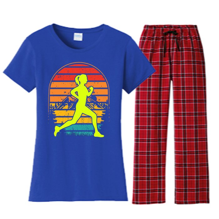 Retro Marathon Mom Clothing Gift Vintage Running Marathon Mom Gift Women's Flannel Pajama Set