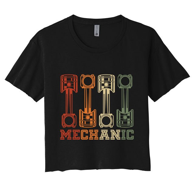 Retro Motorcycle Mechanic Biker Vintage Motorcyclist Garage Crop Top