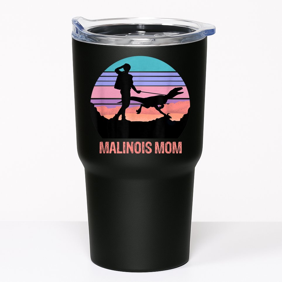 Retro Malinois Mom Hiking Maliraptor Maligator Womens Tumbler