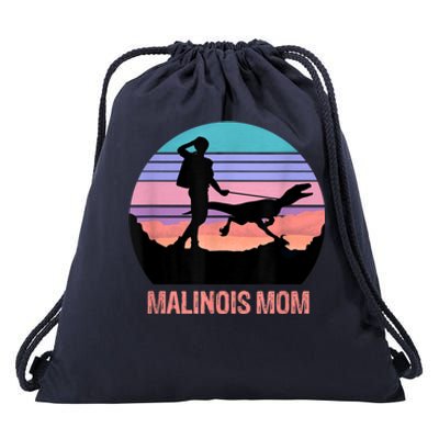 Retro Malinois Mom Hiking Maliraptor Maligator Womens Drawstring Bag