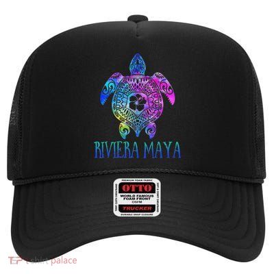 Riviera Maya Mexico Tie Dye Sea Turtle Vacation  High Crown Mesh Back Trucker Hat