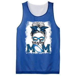 Rugby Mom Mother's Day Game Day Messy Bun Leopard Gift Mesh Reversible Basketball Jersey Tank