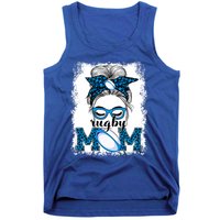 Rugby Mom Mother's Day Game Day Messy Bun Leopard Gift Tank Top