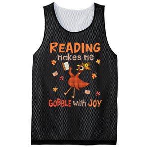 Reading Makes Me Gobble With Joy Turkey Reading Book Mesh Reversible Basketball Jersey Tank