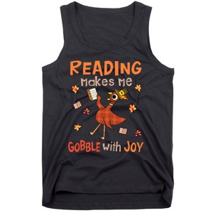 Reading Makes Me Gobble With Joy Turkey Reading Book Tank Top