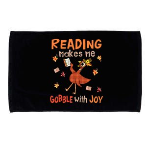 Reading Makes Me Gobble With Joy Turkey Reading Book Microfiber Hand Towel