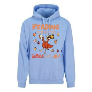 Reading Makes Me Gobble With Joy Turkey Reading Book Unisex Surf Hoodie