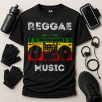 Reggae Music Musicbox Boombox Rastafari Roots Rasta Reggae  Cooling Performance Crew T-Shirt