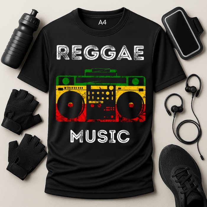 Reggae Music Musicbox Boombox Rastafari Roots Rasta Reggae  Cooling Performance Crew T-Shirt