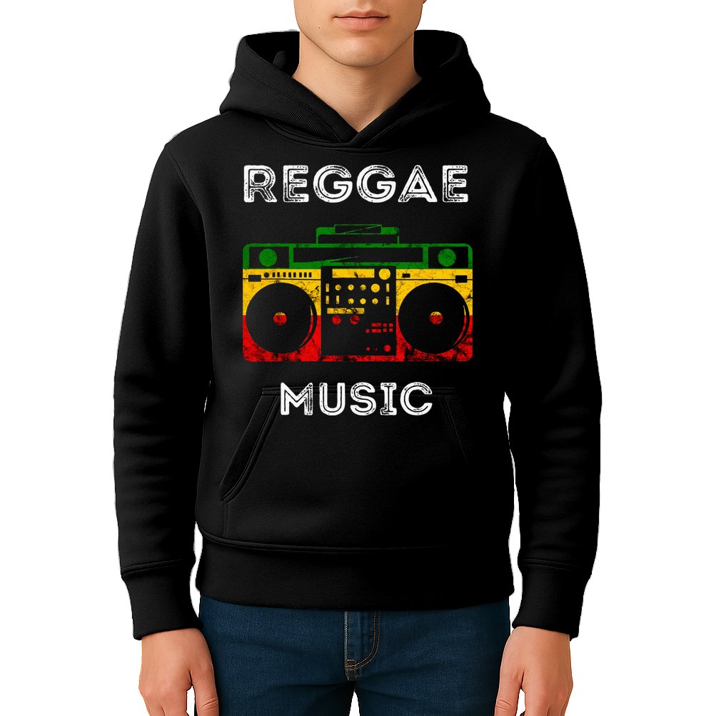 Reggae Music Musicbox Boombox Rastafari Roots Rasta Reggae  Kids Hoodie