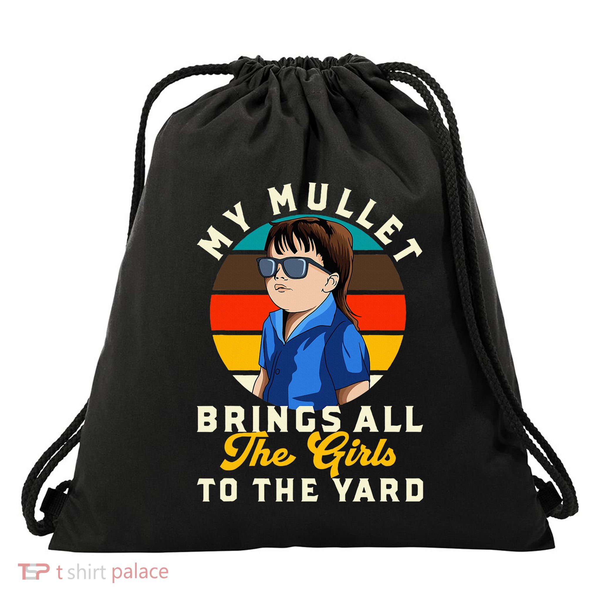 Redneck My Mullet Brings All The To The Yard Drawstring Bag