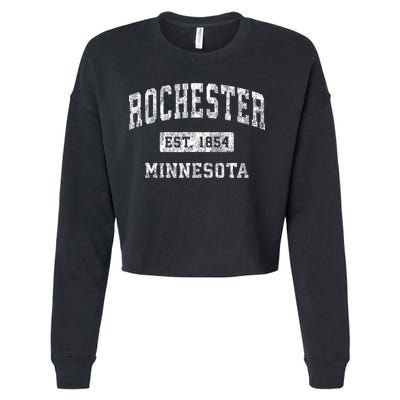 Rochester Minnesota Mn Vintage Established Sports Cropped Pullover Crew