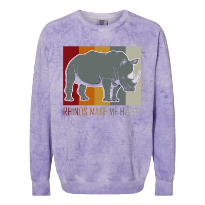 Rhinos Make Me Happy Rhino Colorblast Crewneck Sweatshirt