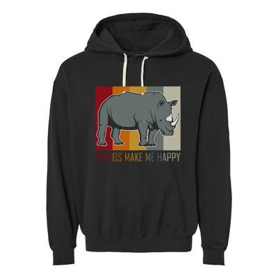 Rhinos Make Me Happy Rhino Garment-Dyed Fleece Hoodie