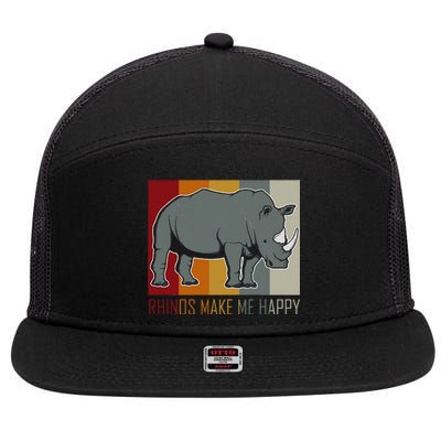 Rhinos Make Me Happy Rhino 7 Panel Mesh Trucker Snapback Hat