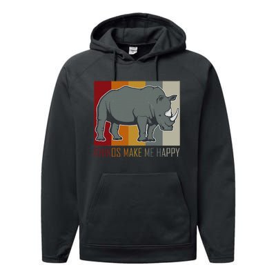 Rhinos Make Me Happy Rhino Performance Fleece Hoodie