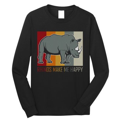 Rhinos Make Me Happy Rhino Long Sleeve Shirt