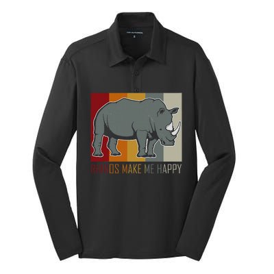 Rhinos Make Me Happy Rhino Silk Touch Performance Long Sleeve Polo