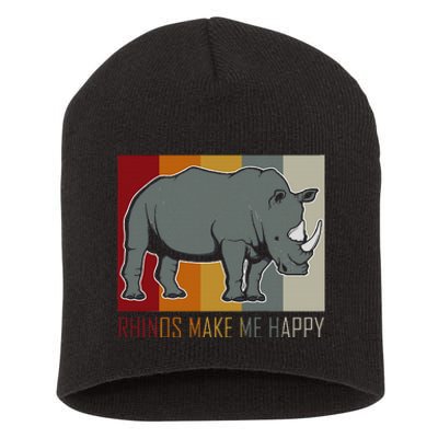 Rhinos Make Me Happy Rhino Short Acrylic Beanie