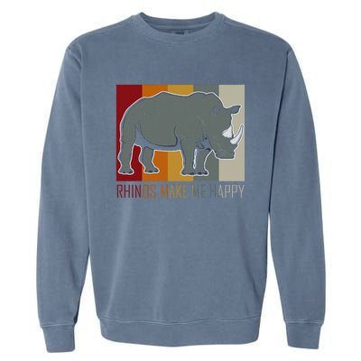 Rhinos Make Me Happy Rhino Garment-Dyed Sweatshirt