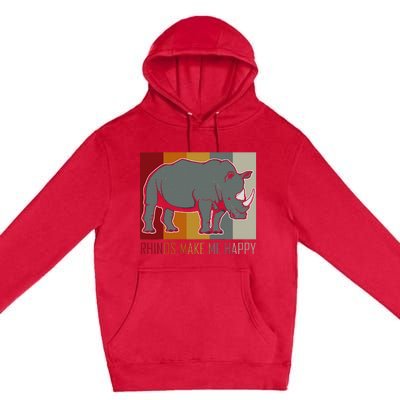 Rhinos Make Me Happy Rhino Premium Pullover Hoodie