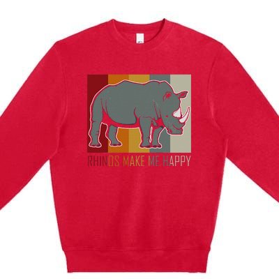 Rhinos Make Me Happy Rhino Premium Crewneck Sweatshirt