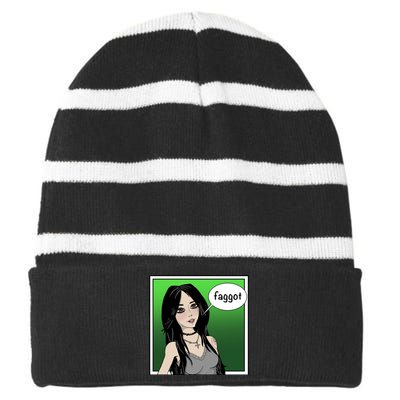 Resetthegames Melonie Mac Saying Faggot Striped Beanie with Solid Band