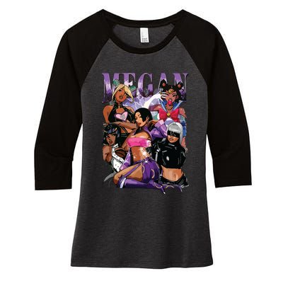 Retro Megan Moon Megan First Name Personalized Vintage Women's Tri-Blend 3/4-Sleeve Raglan Shirt