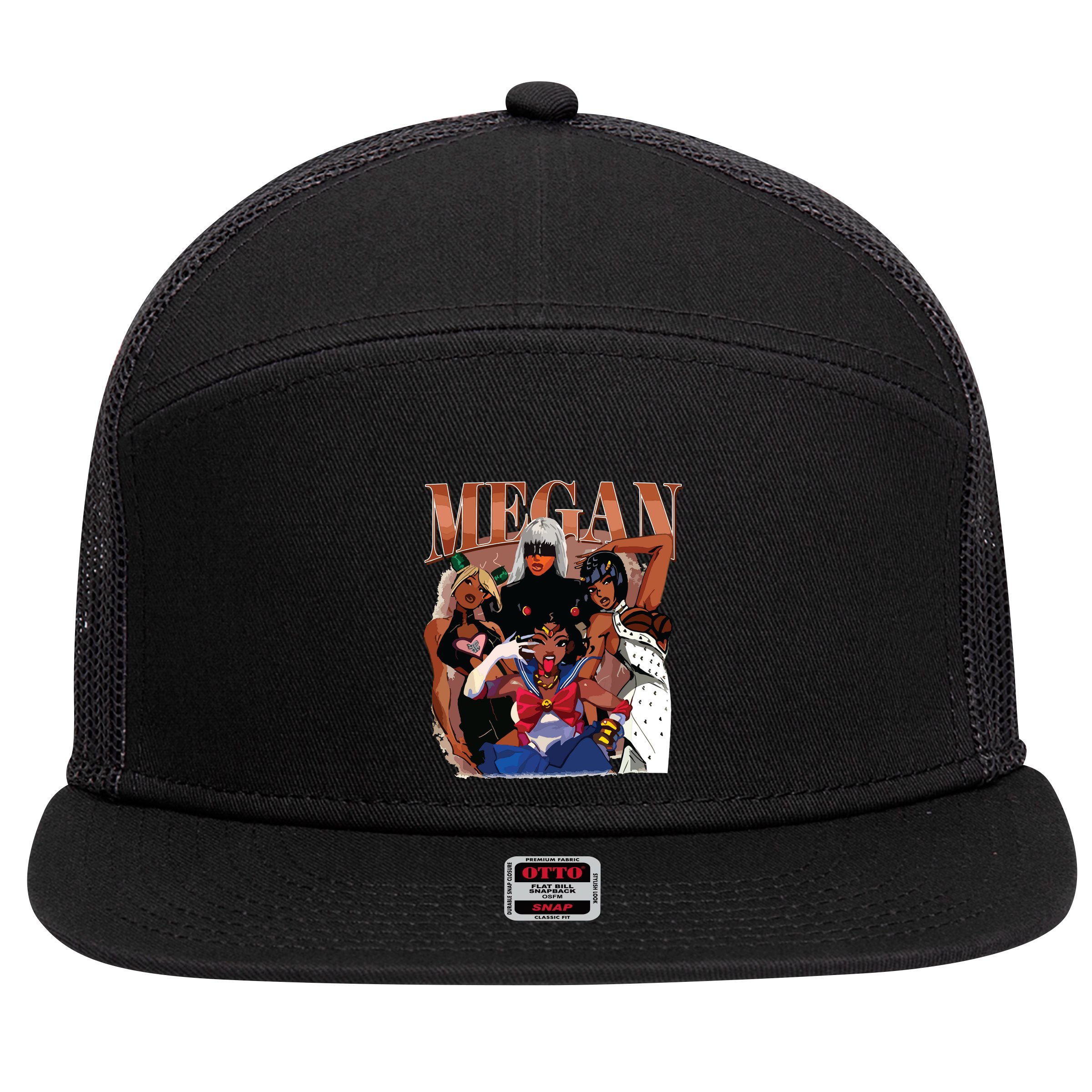 Retro Megan Moon Megan First Name 7 Panel Mesh Trucker Snapback Hat