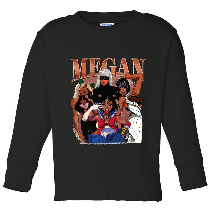 Retro Megan Moon Megan First Name Toddler Long Sleeve Shirt
