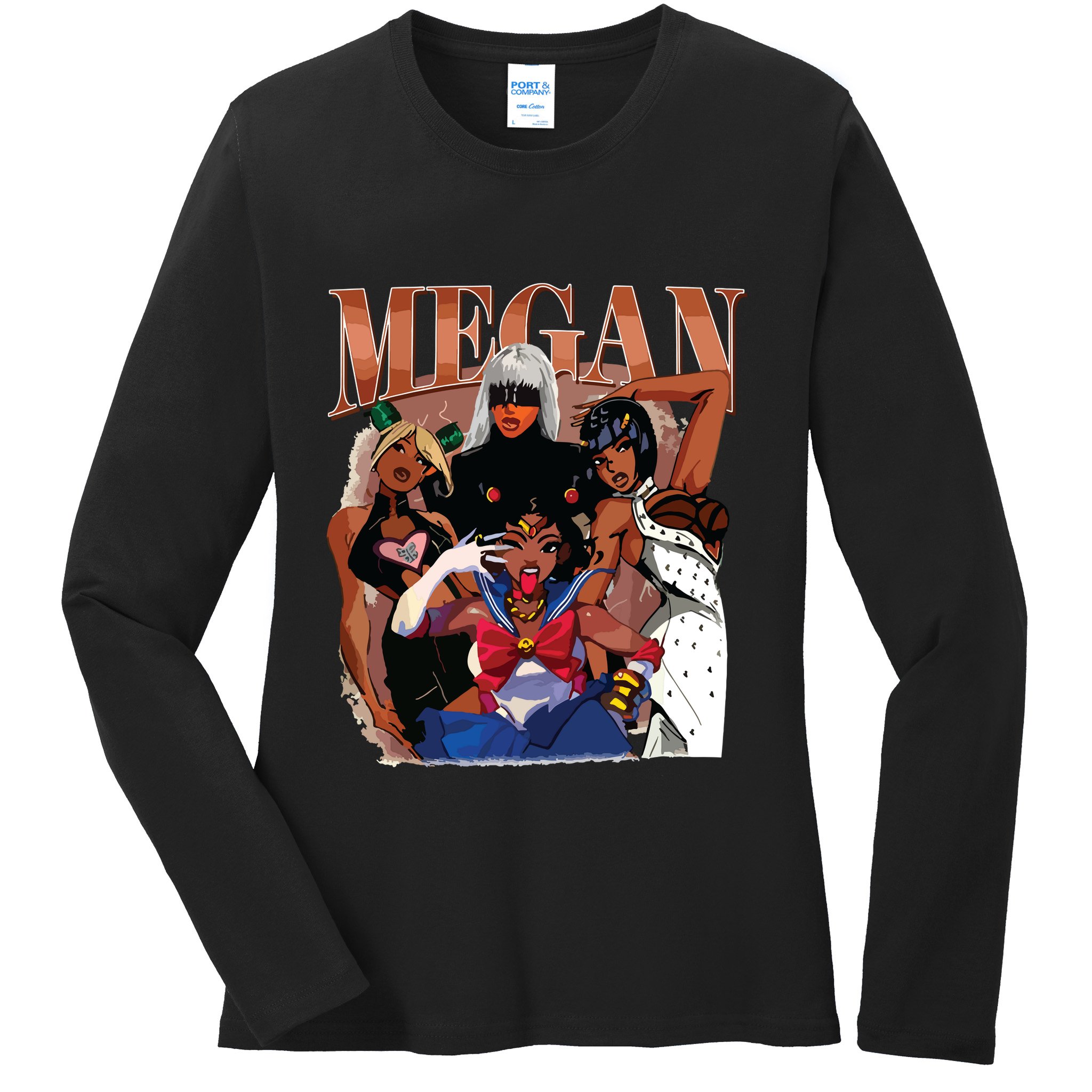 Retro Megan Moon Megan First Name Ladies Long Sleeve Shirt