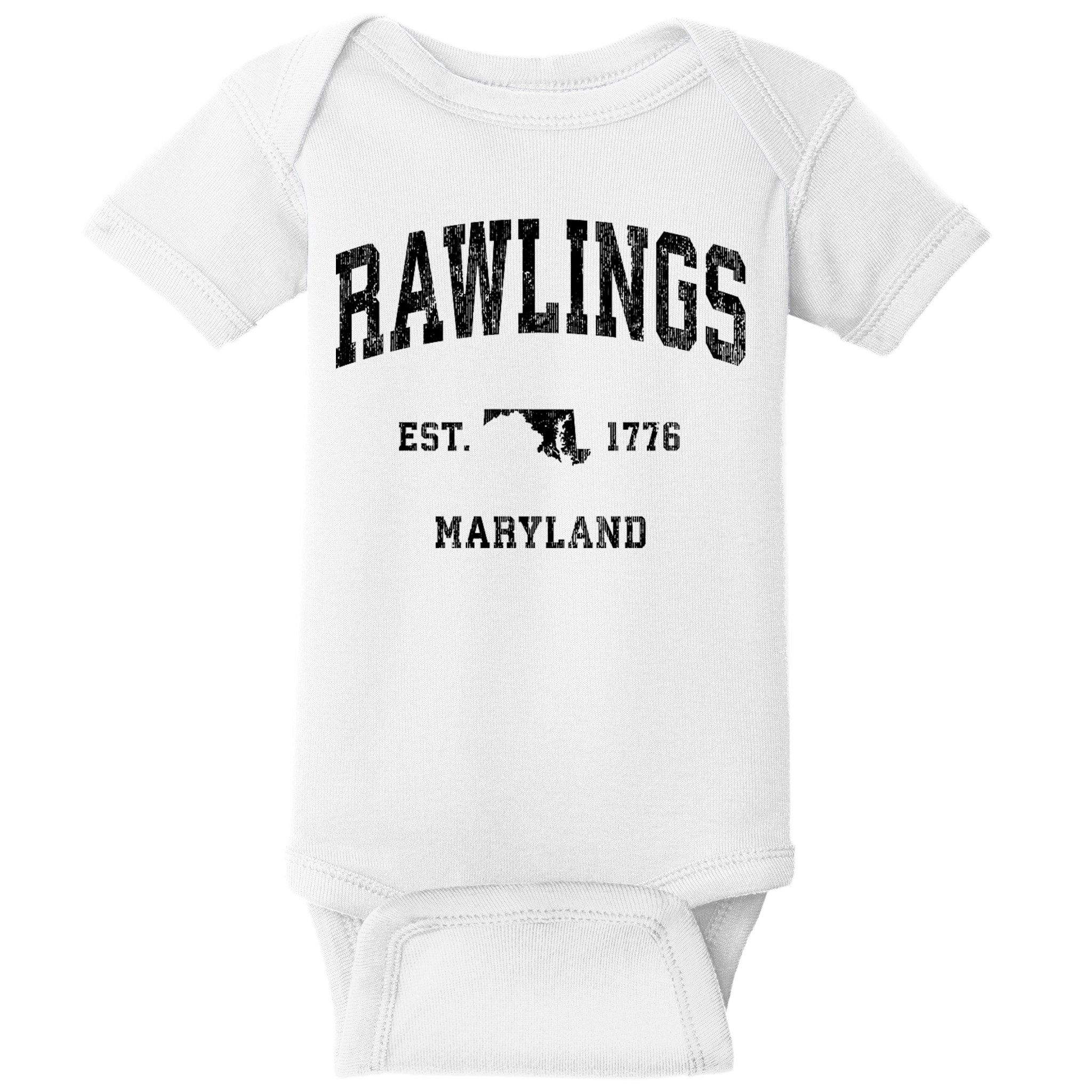 Rawlings Maryland Md Vintage Established Athletic Sports Design Baby Bodysuit