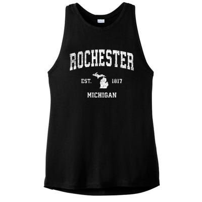 Rochester Michigan Mi Vintage Sports Ladies PosiCharge Tri-Blend Wicking Tank