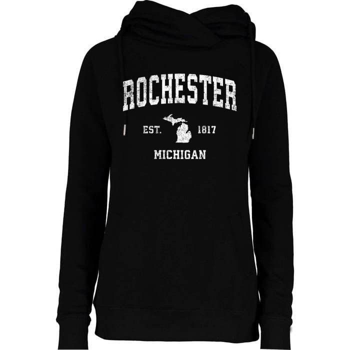 Rochester Michigan Mi Vintage Sports Womens Funnel Neck Pullover Hood