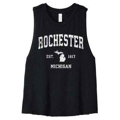 Rochester Michigan Mi Vintage Sports Women's Racerback Cropped Tank