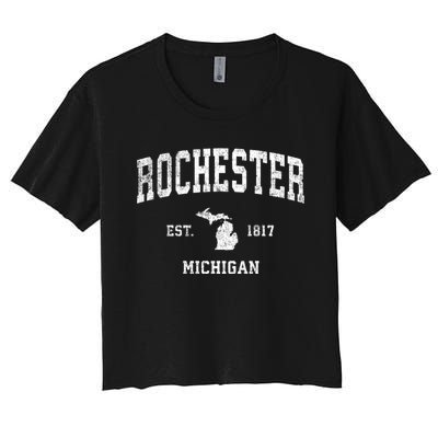 Rochester Michigan Mi Vintage Sports Women's Crop Top Tee