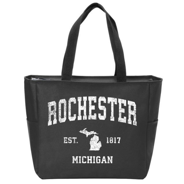 Rochester Michigan Mi Vintage Sports Zip Tote Bag