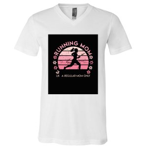 Running Mom Mother Ladies Marathon Run Half Marathon V-Neck T-Shirt