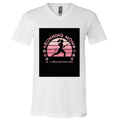 Running Mom Mother Ladies Marathon Run Half Marathon V-Neck T-Shirt