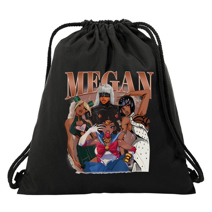 Retro Megan Moon Megan First Name Personalized Vintage Drawstring Bag
