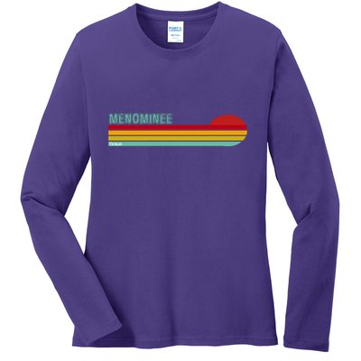 Retro Menominee Michigan Ladies Long Sleeve Shirt