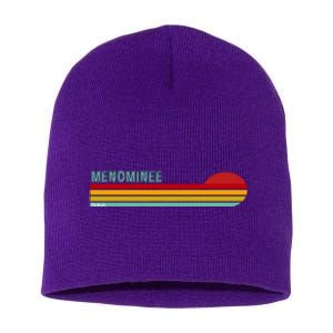 Retro Menominee Michigan Short Acrylic Beanie