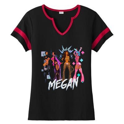 Retro Megan Moon Megan First Name Personalized Vintage Ladies Halftime Notch Neck Tee