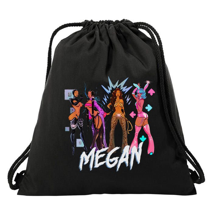 Retro Megan Moon Megan First Name Personalized Vintage Drawstring Bag
