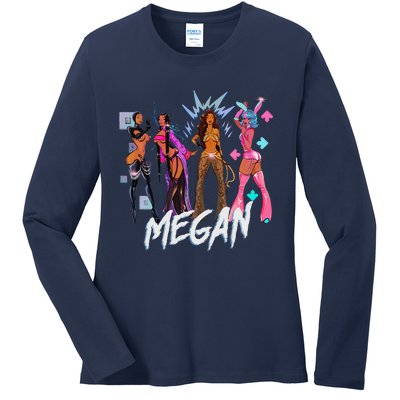 Retro Megan Moon Megan First Name Personalized Vintage Ladies Long Sleeve Shirt