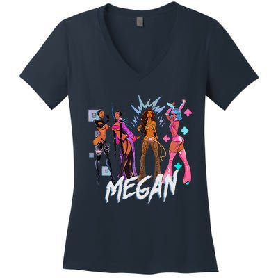 Retro Megan Moon Megan First Name Personalized Vintage Women's V-Neck T-Shirt